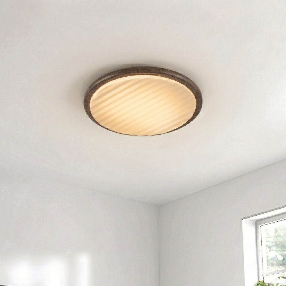 Okrągła drewniana lampa sufitowa LED