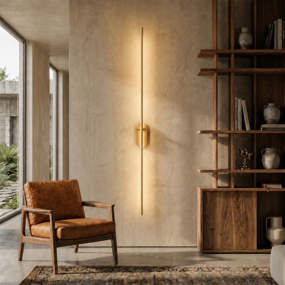 Minimalistyczna lampa ścienna LED góra dół złote wykończenie