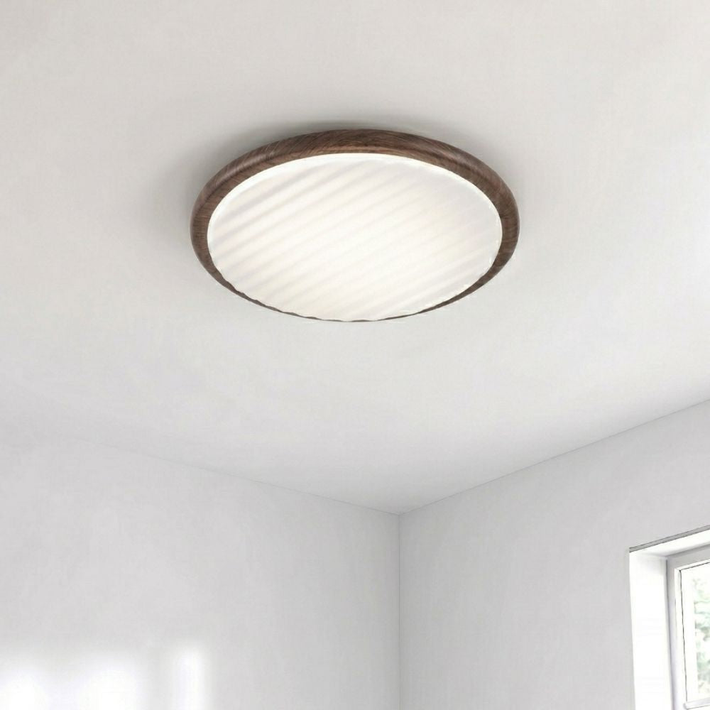 Okrągła drewniana lampa sufitowa LED