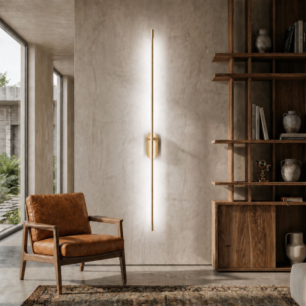 Minimalistyczna lampa ścienna LED góra dół złote wykończenie