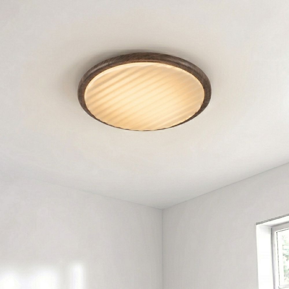 Okrągła drewniana lampa sufitowa LED