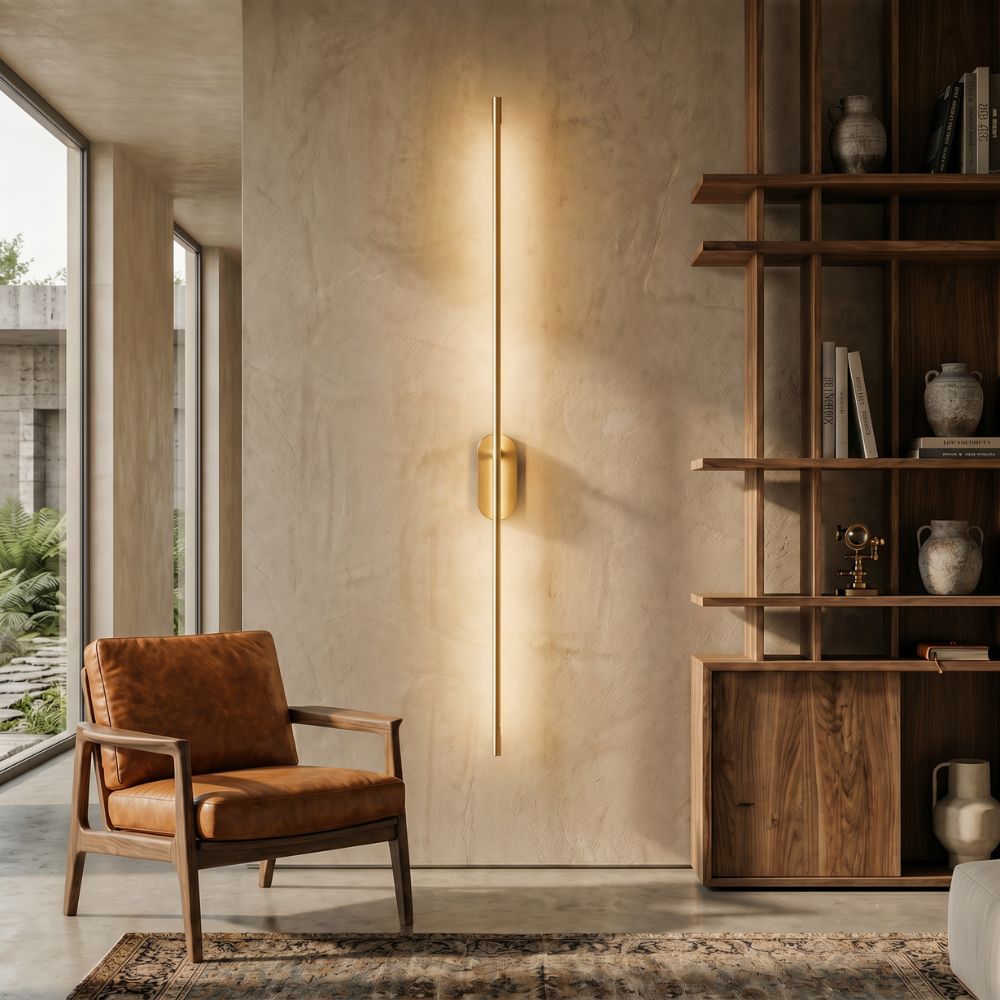 Minimalistyczna lampa ścienna LED góra dół złote wykończenie