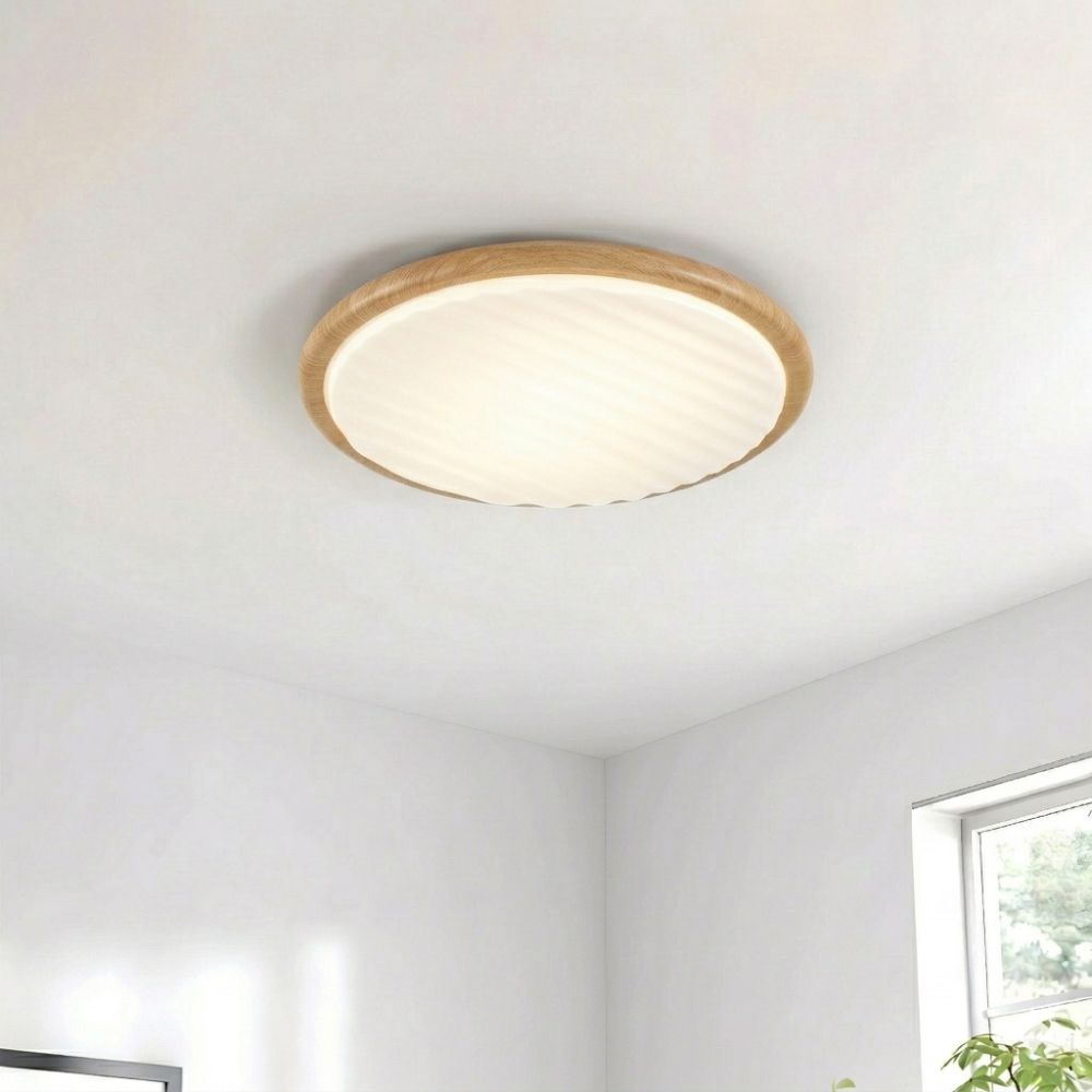 Okrągła drewniana lampa sufitowa LED