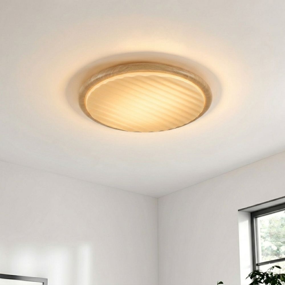 Okrągła drewniana lampa sufitowa LED