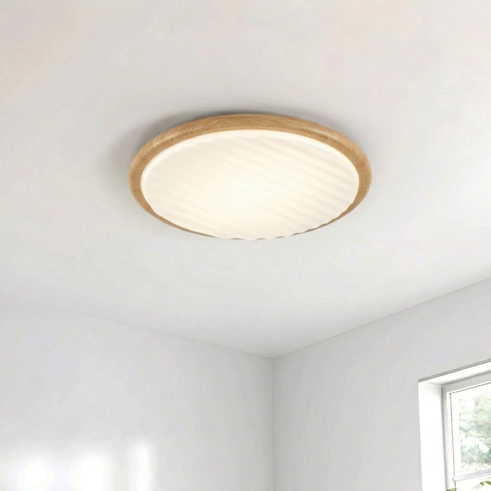 Okrągła drewniana lampa sufitowa LED