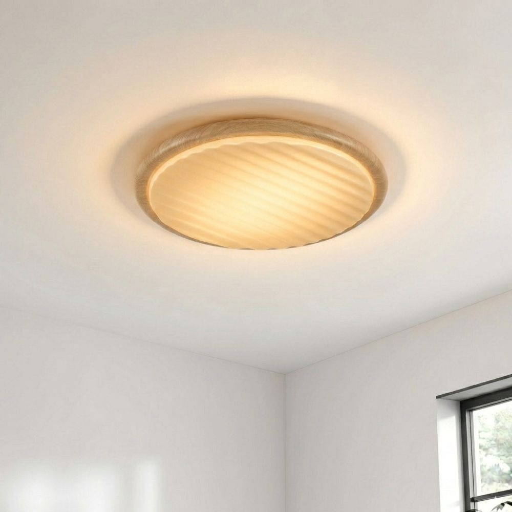 Okrągła drewniana lampa sufitowa LED