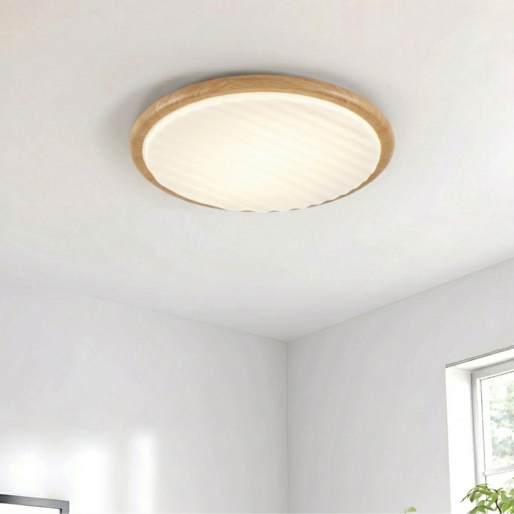 Okrągła drewniana lampa sufitowa LED