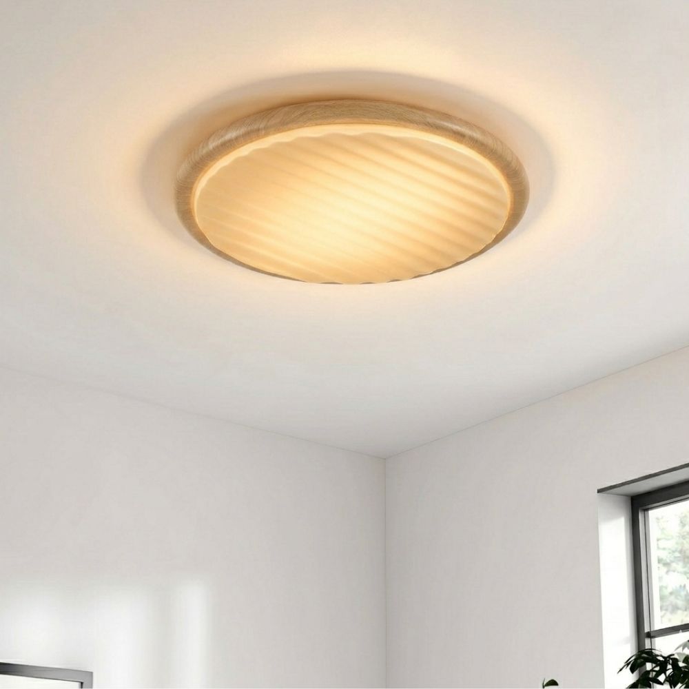 Okrągła drewniana lampa sufitowa LED