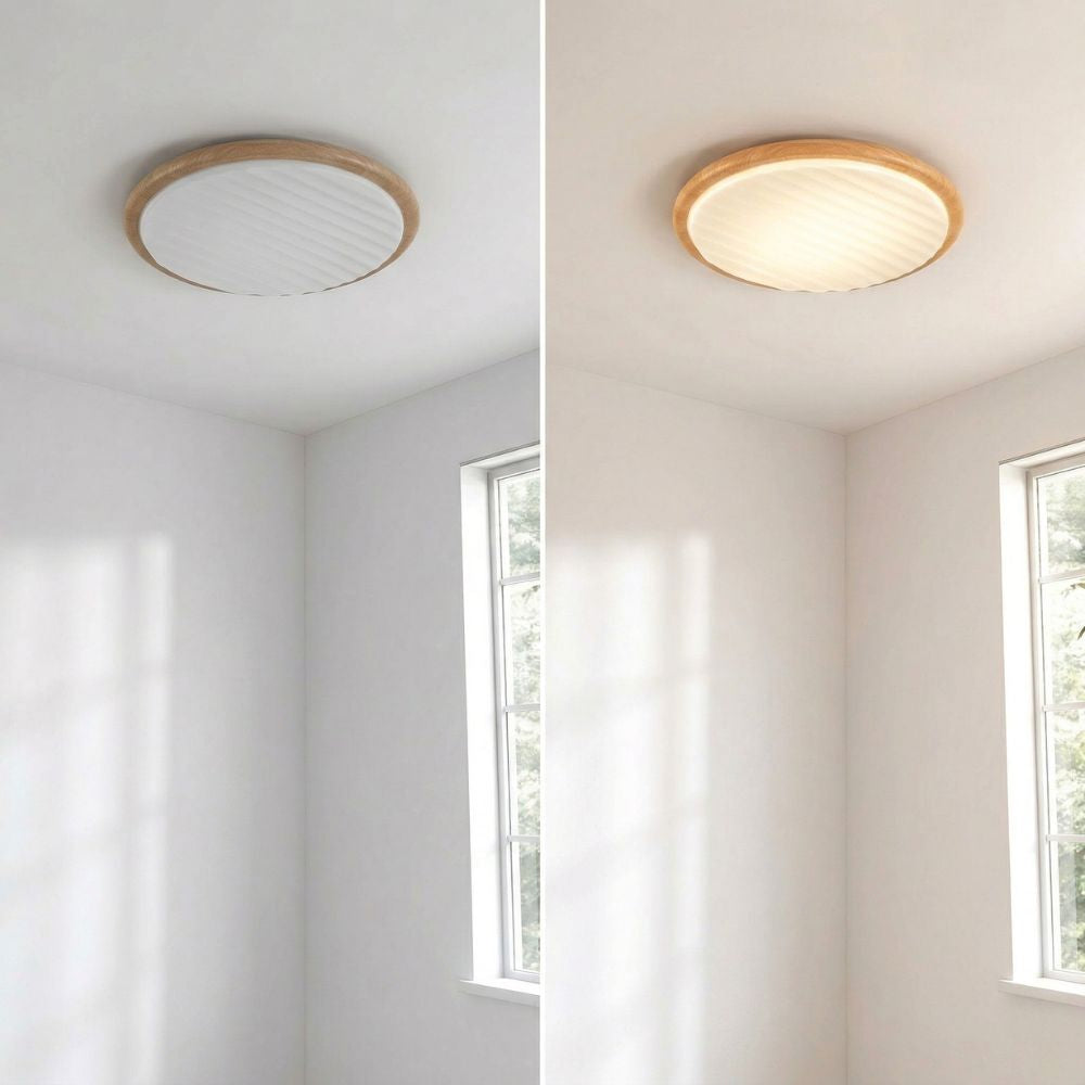 Okrągła drewniana lampa sufitowa LED