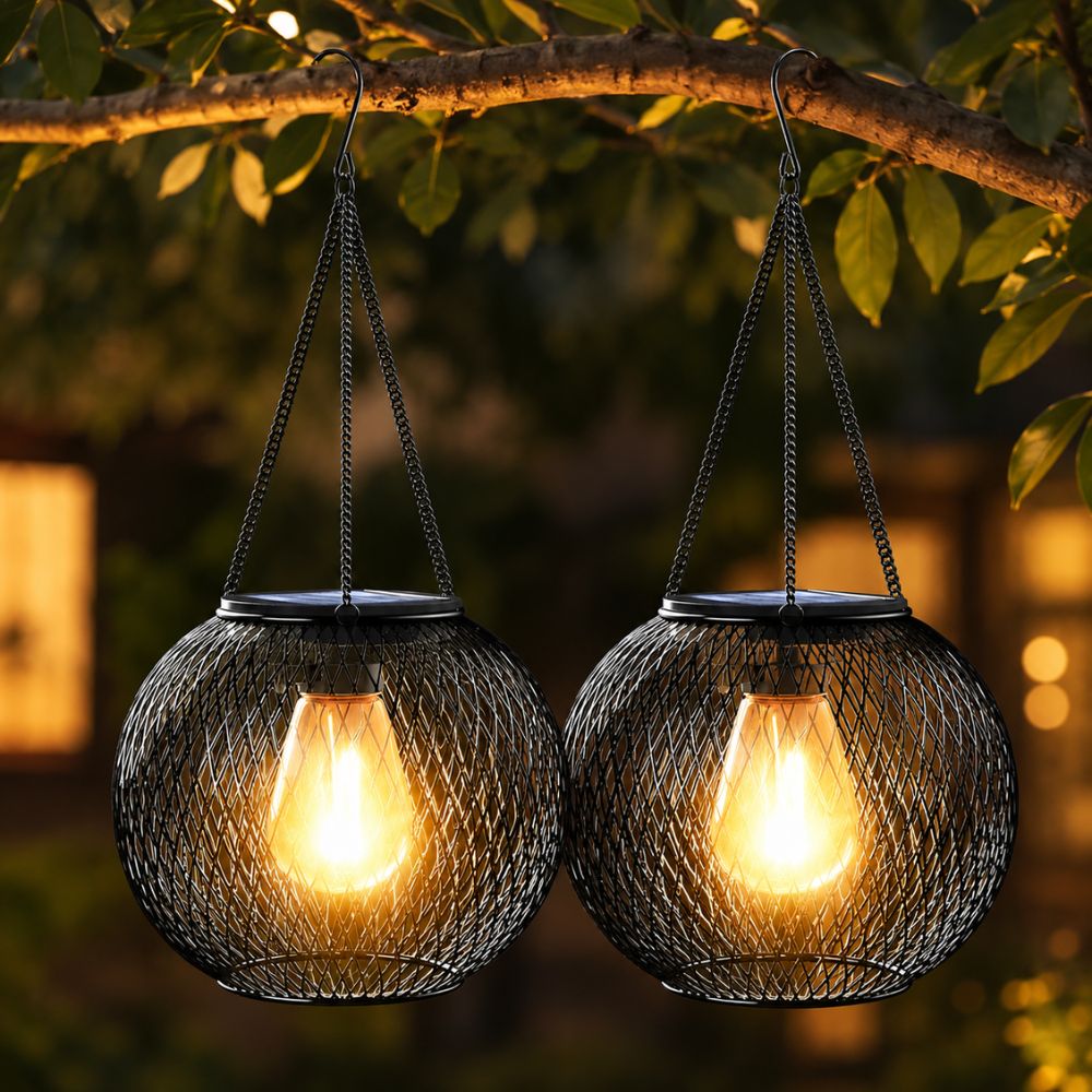 Wisząca zewnętrzna latarnia solarna LED