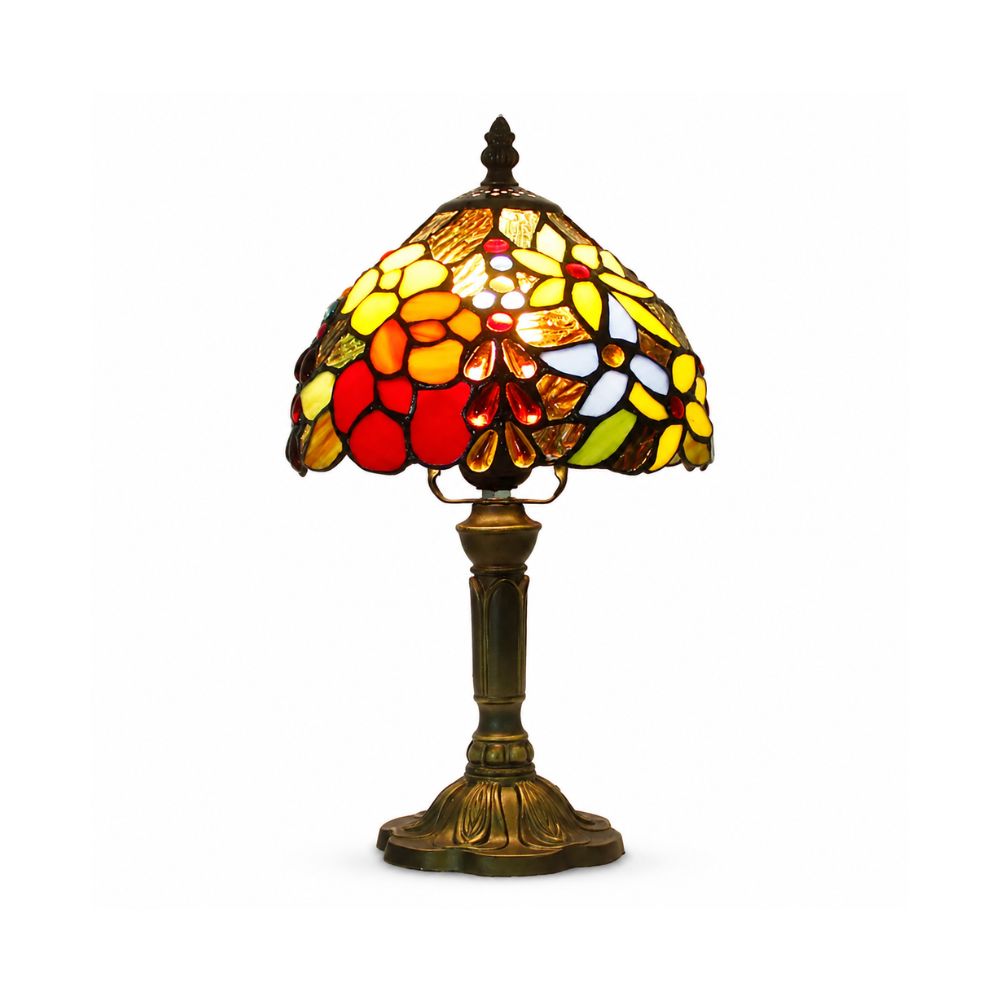 Kolorowa lampa stołowa z witrażowego szkła