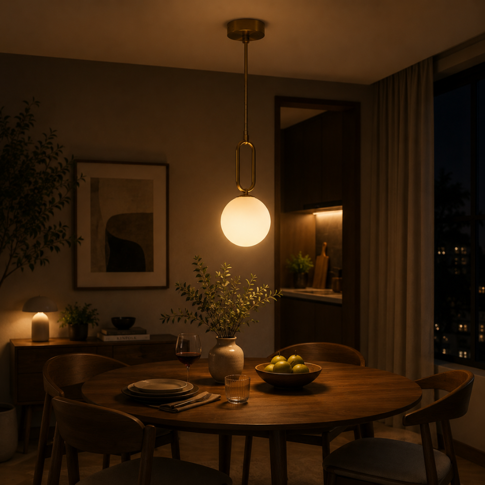Minimalistyczna szklana lampa wisząca w kształcie owalnego pierścienia
