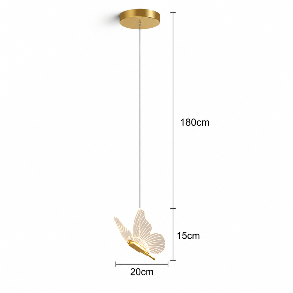 Motylkowa złota metalowa lampa wisząca