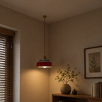 Retro ceramiczna lampa wisząca z miedzianymi akcentami