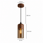 Lampa wisząca z drewna i szkła w stylu skandynawskim
