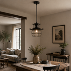 Przemysłowa lampa wisząca w stylu retro z otwartą ramą