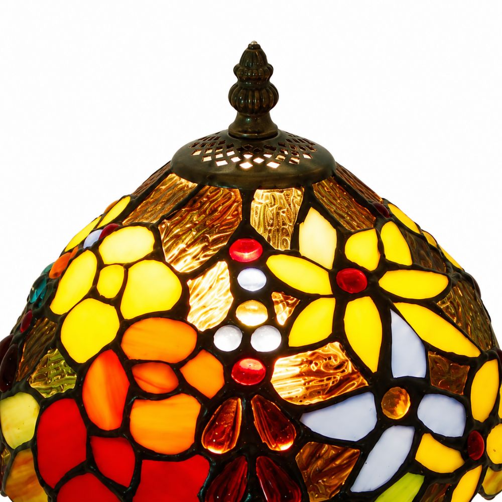 Kolorowa lampa stołowa z witrażowego szkła