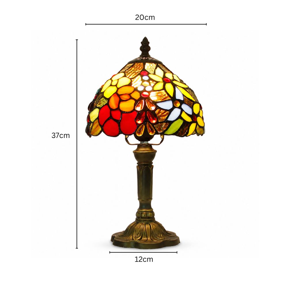 Kolorowa lampa stołowa z witrażowego szkła