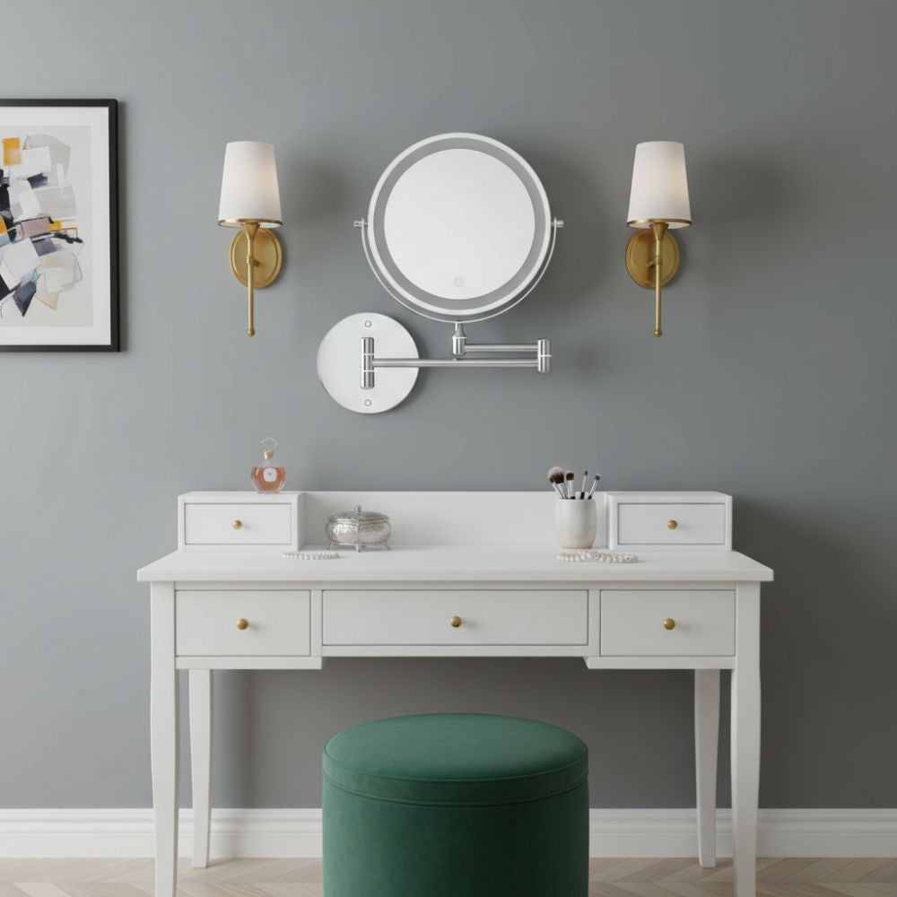 Lustro kosmetyczne z 3 kolorowymi lampami ściennymi LED