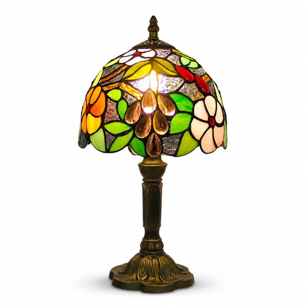 Kolorowa lampa stołowa z witrażowego szkła