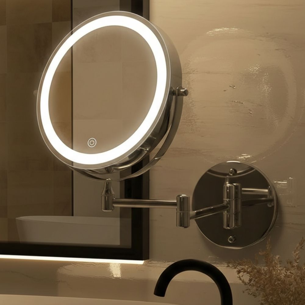 Lustro kosmetyczne z 3 kolorowymi lampami ściennymi LED