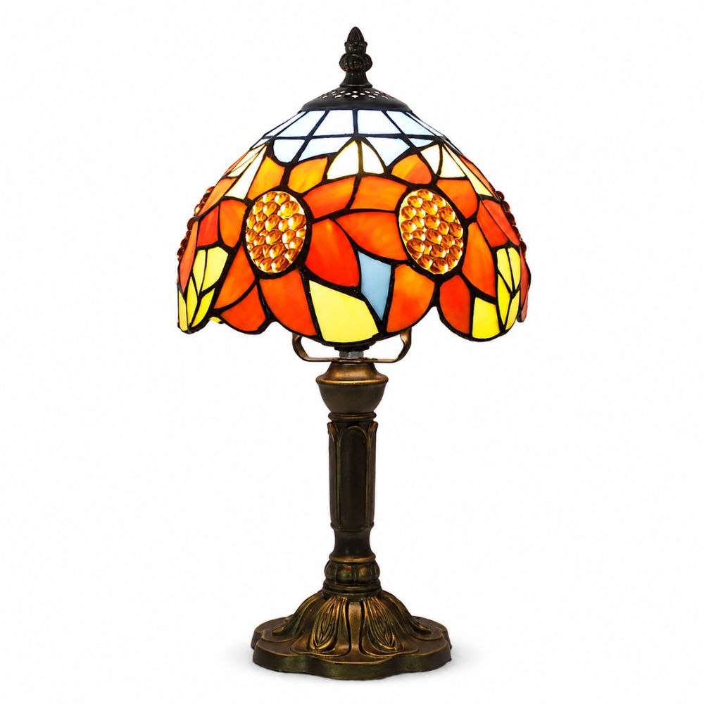 Kolorowa lampa stołowa z witrażowego szkła