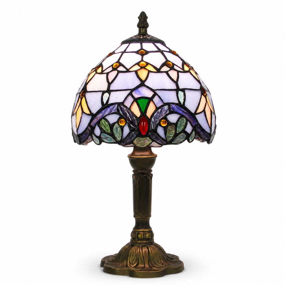 Kolorowa lampa stołowa z witrażowego szkła