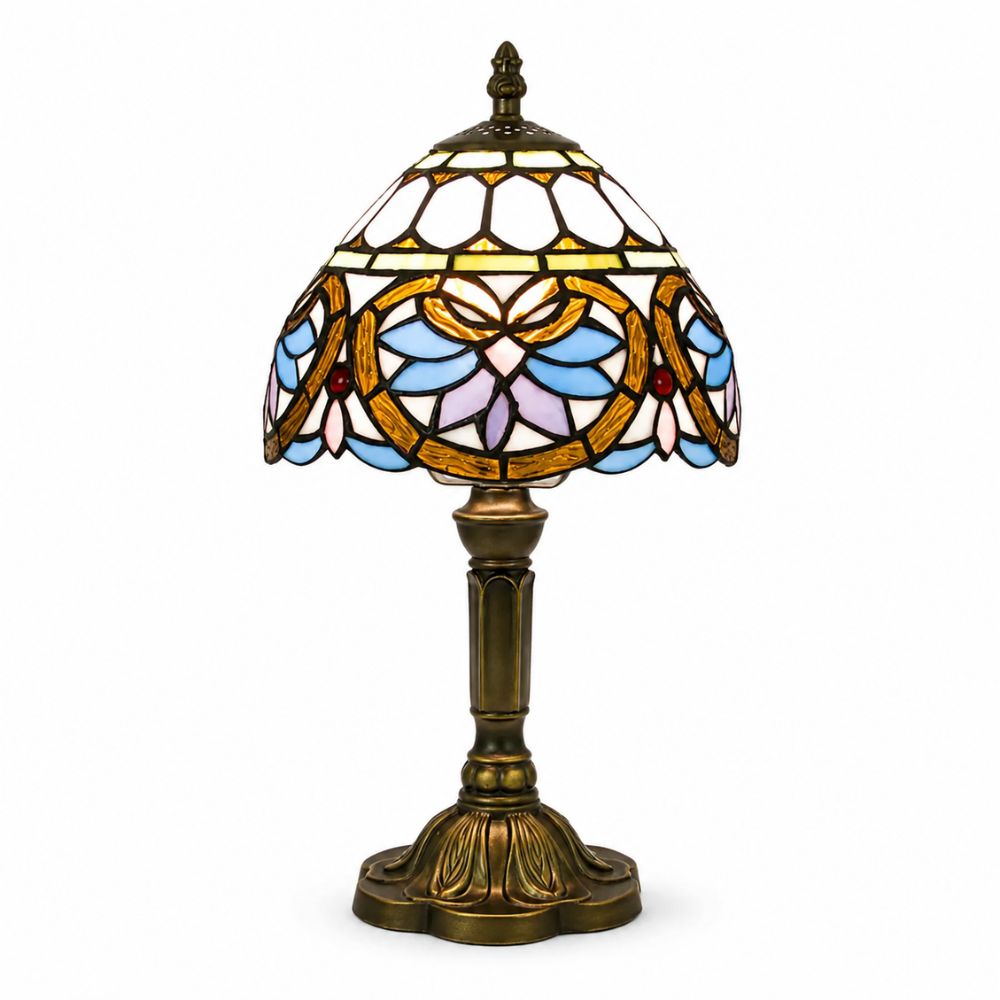 Kolorowa lampa stołowa z witrażowego szkła