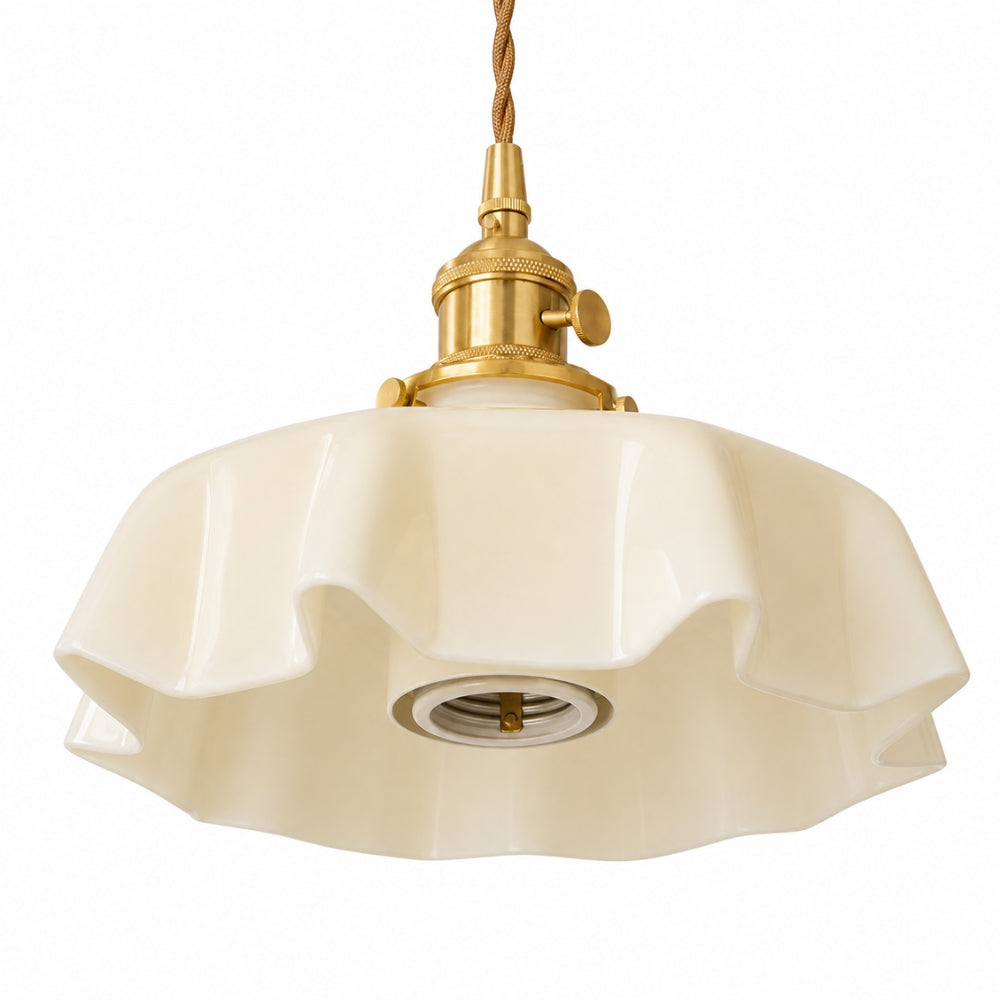 Szklana lampa wisząca w kształcie kwiatu z oprawką E27