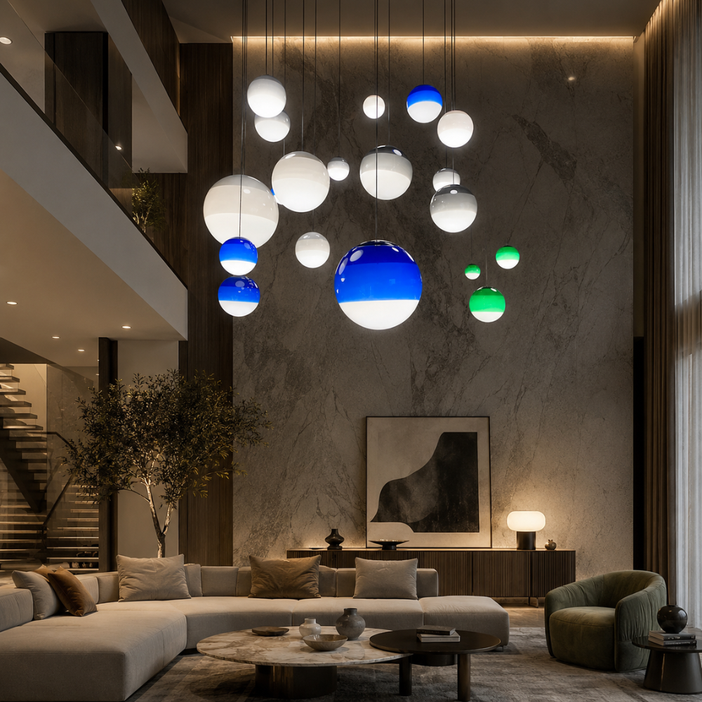 Gradientowa szklana lampa wisząca kula
