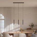 Nowoczesna czarna liniowa lampa wisząca cylindryczna