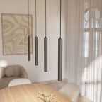 Nowoczesna czarna liniowa lampa wisząca cylindryczna