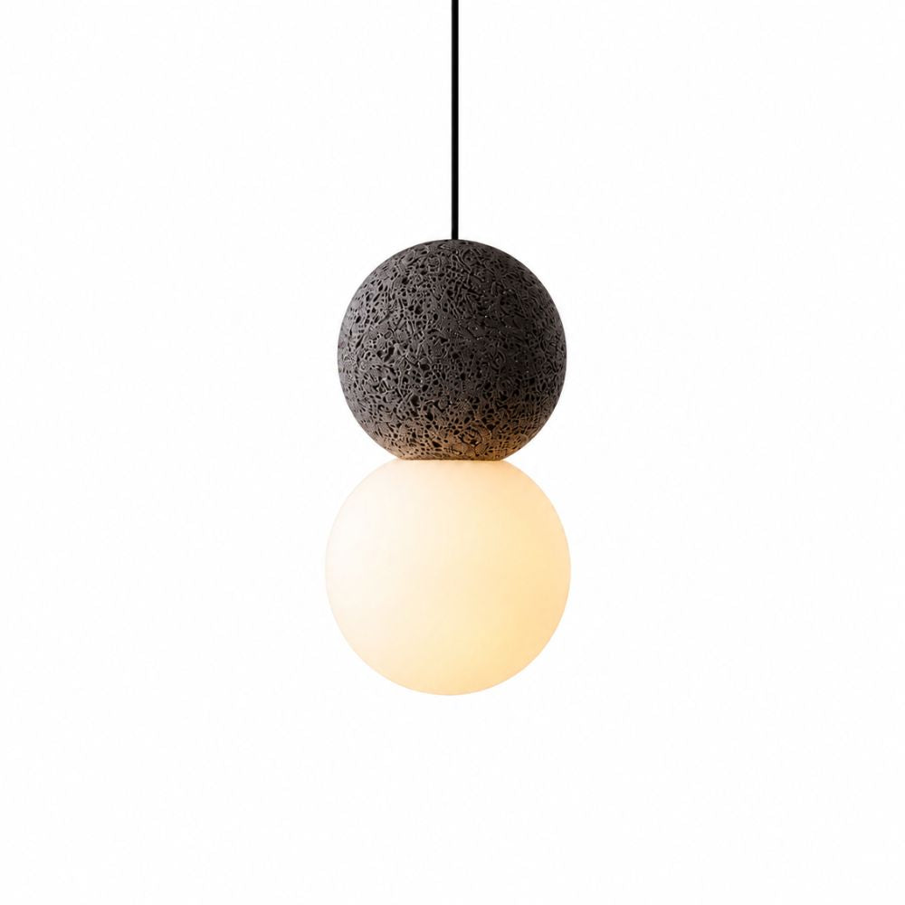 Nordycka lampa wisząca z cementu i szkła opalowego