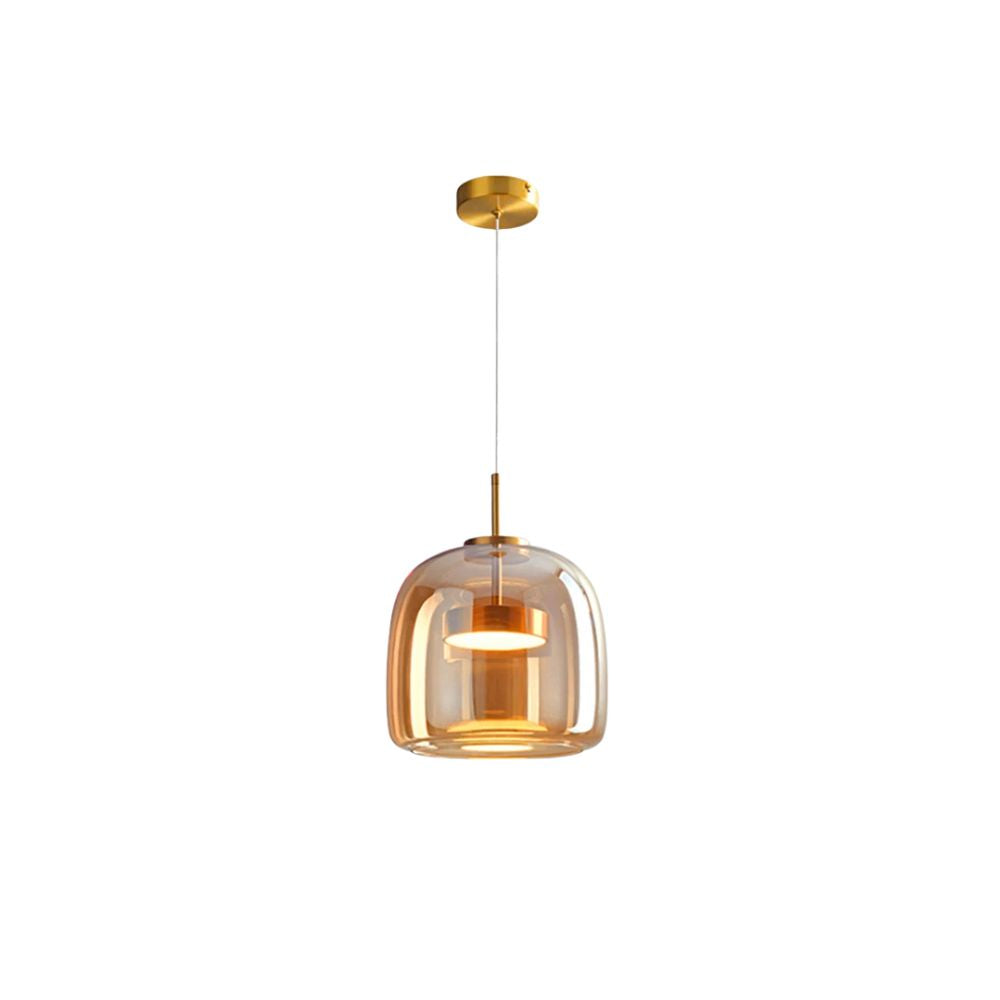 Nowoczesna lampa sufitowa z szklaną kloszem i LED, styl retro