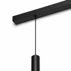 Nowoczesna czarna liniowa lampa wisząca cylindryczna