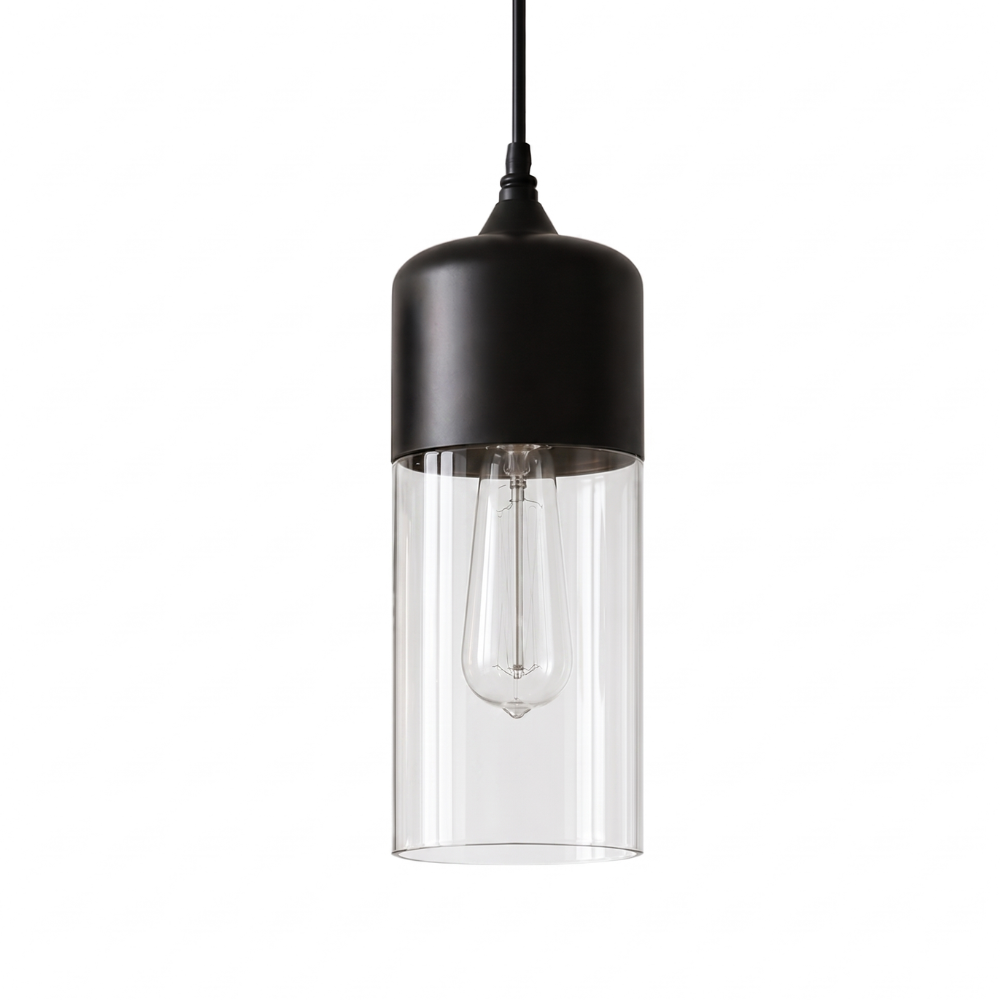 Lampa wisząca z drewna i szkła w stylu skandynawskim