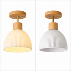 Lampa sufitowa z nordyckiego drewna i szklanych pasków