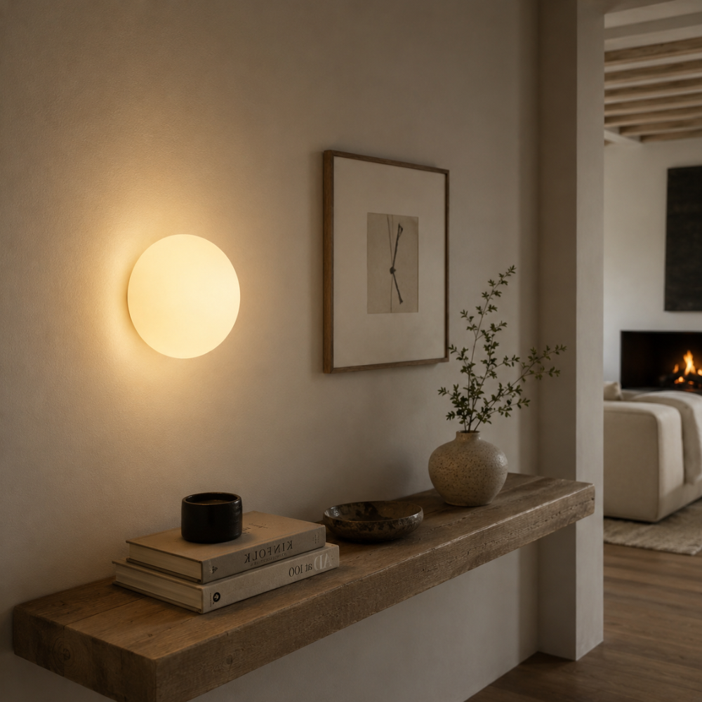 Nowoczesna kinkietowa lampa ścienna LED z kulą ze szkła w stylu ambient