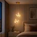Motylkowa złota metalowa lampa wisząca