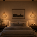 Elegancka drewniana lampa wisząca z listwami