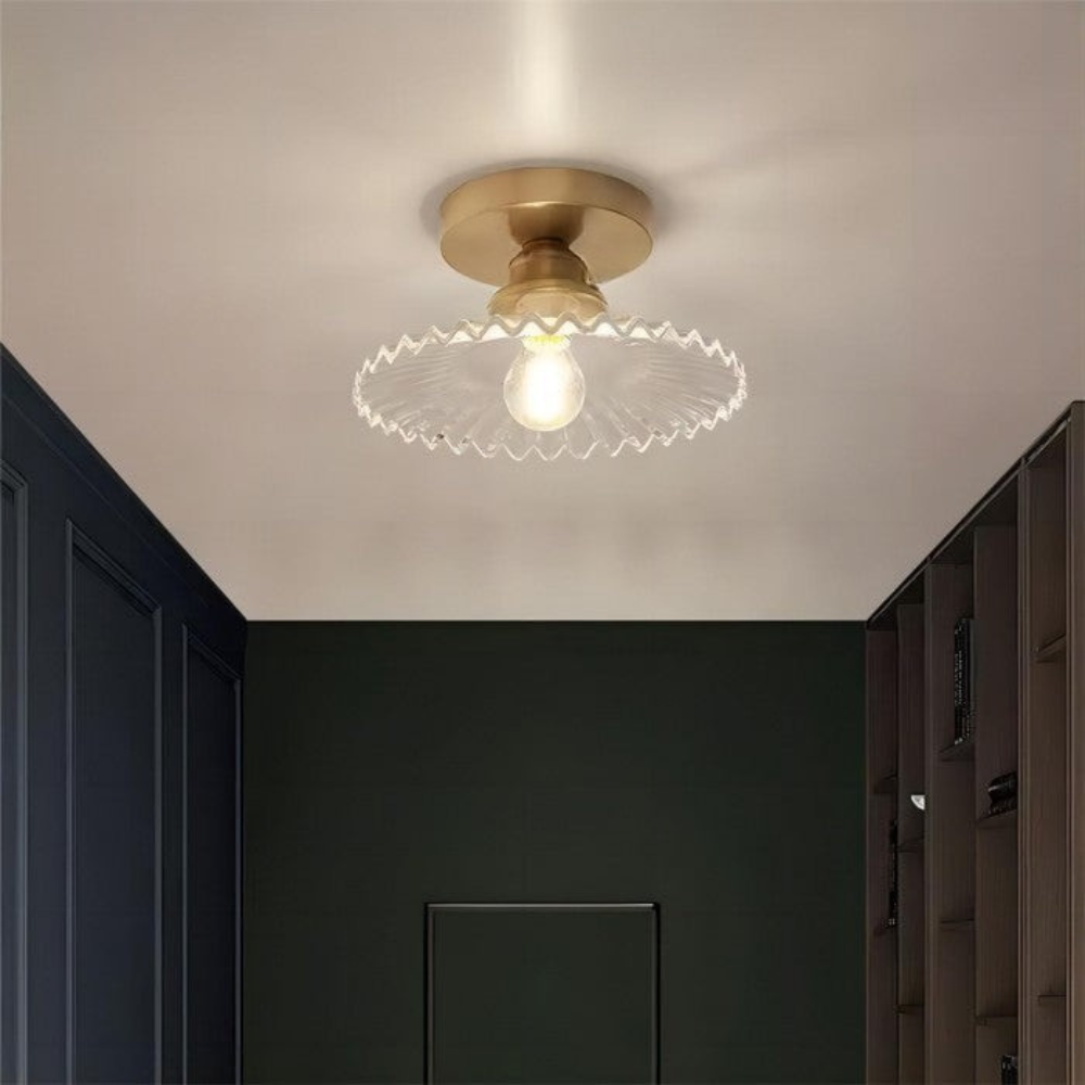 Lampa Sufitowa Szklana Vintage LED Kwiatowa