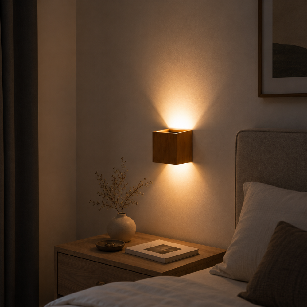 Klamka ścienna LED Nordic Wood Grain – naturalna faktura drewna