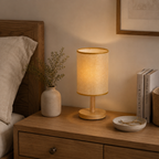 Nowoczesna minimalistyczna lampa stołowa z tkaniny