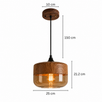 Lampa wisząca z drewna i szkła w stylu skandynawskim