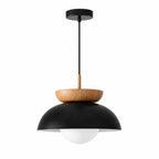 Nordycka lampa wisząca E27 z detalem w odcieniu drewna