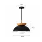Nordycka lampa wisząca E27 z detalem w odcieniu drewna