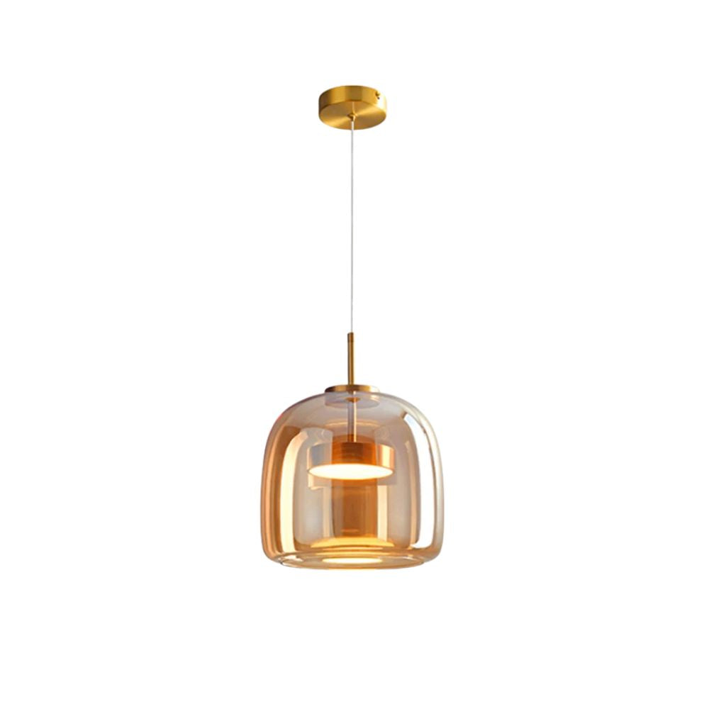 Nowoczesna lampa sufitowa z szklaną kloszem i LED, styl retro