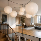 Lampa wisząca wabi-sabi z papierowym kloszem i oprawką E27