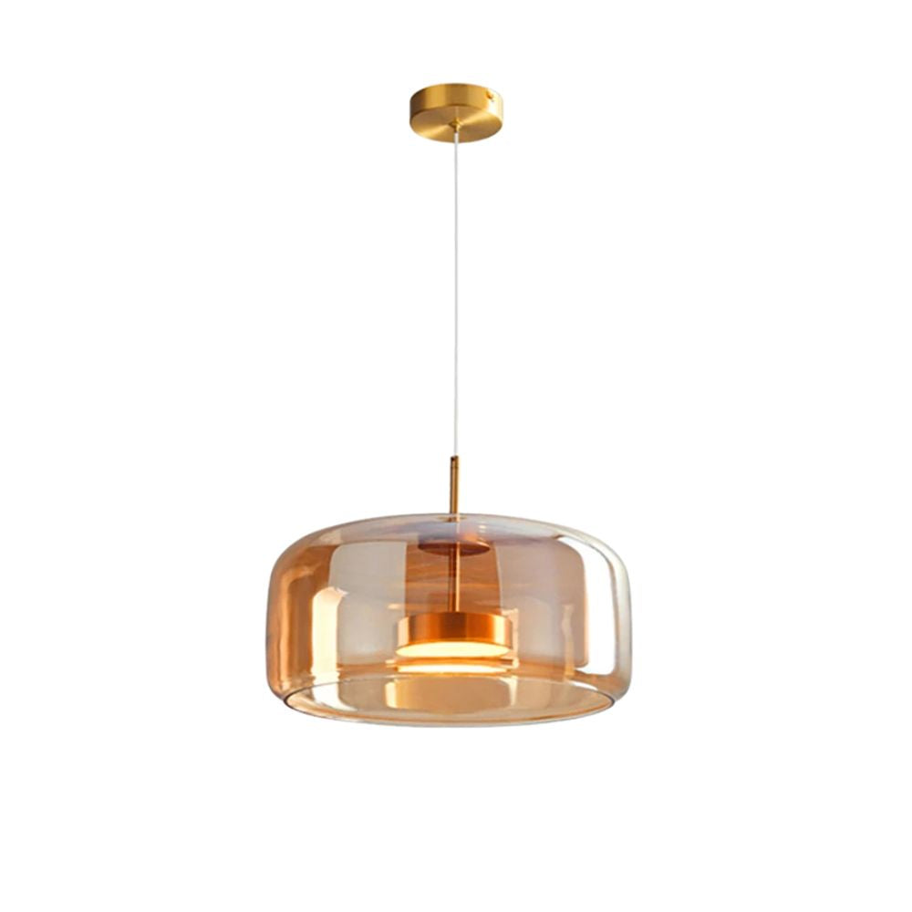 Nowoczesna lampa sufitowa z szklaną kloszem i LED, styl retro