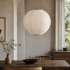 Lampa wisząca wabi-sabi z papierowym kloszem i oprawką E27